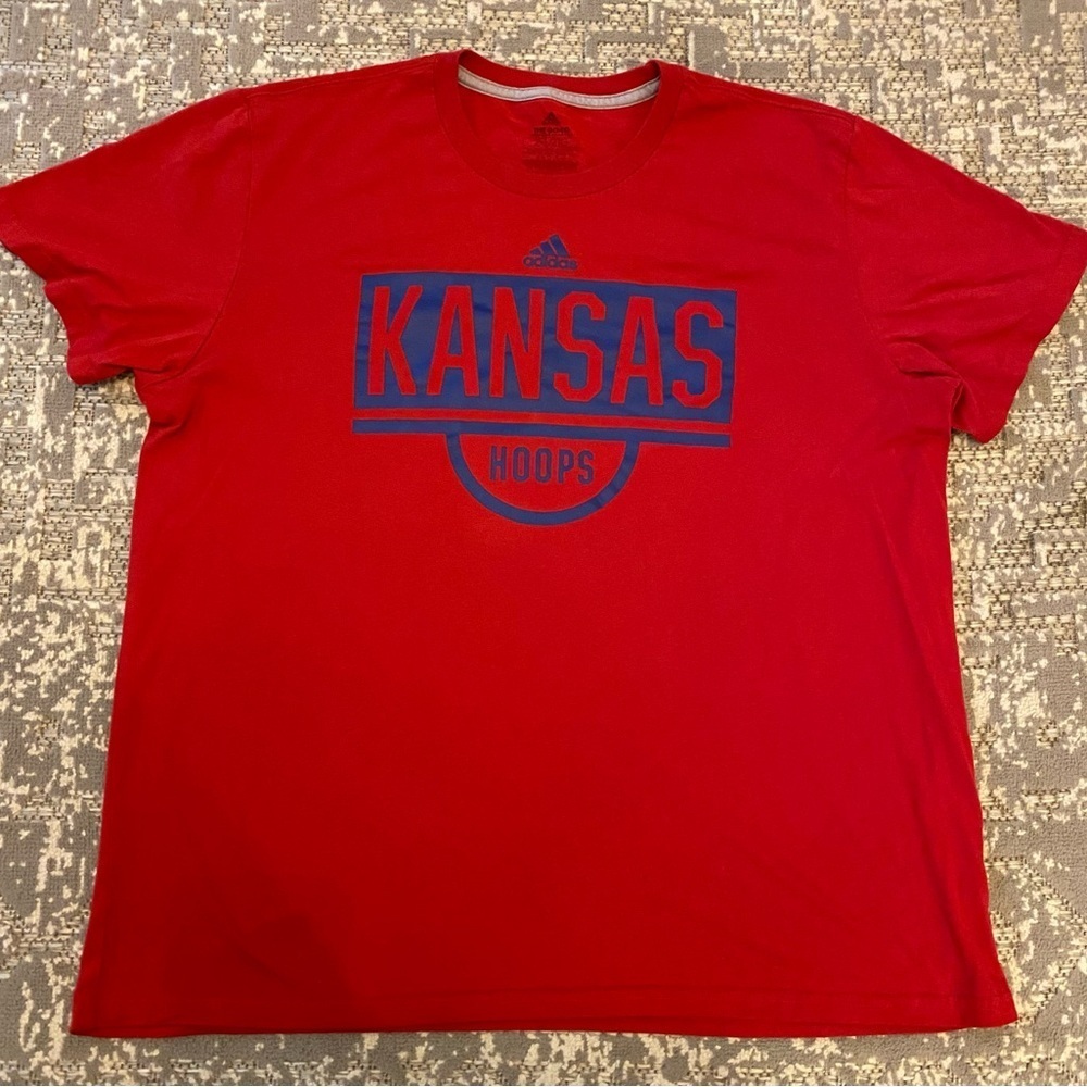 Kansas Jayhawks Adidas Kansas Hoops T-Shirt Color Red Men’s Size XXL